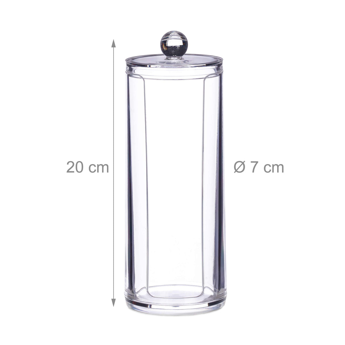Relaxdays Set of 2 Cotton Pad Dispensers, Acrylic, Cylindrical, with Lid, Bathroom, 20 x 7 cm, Various Colours