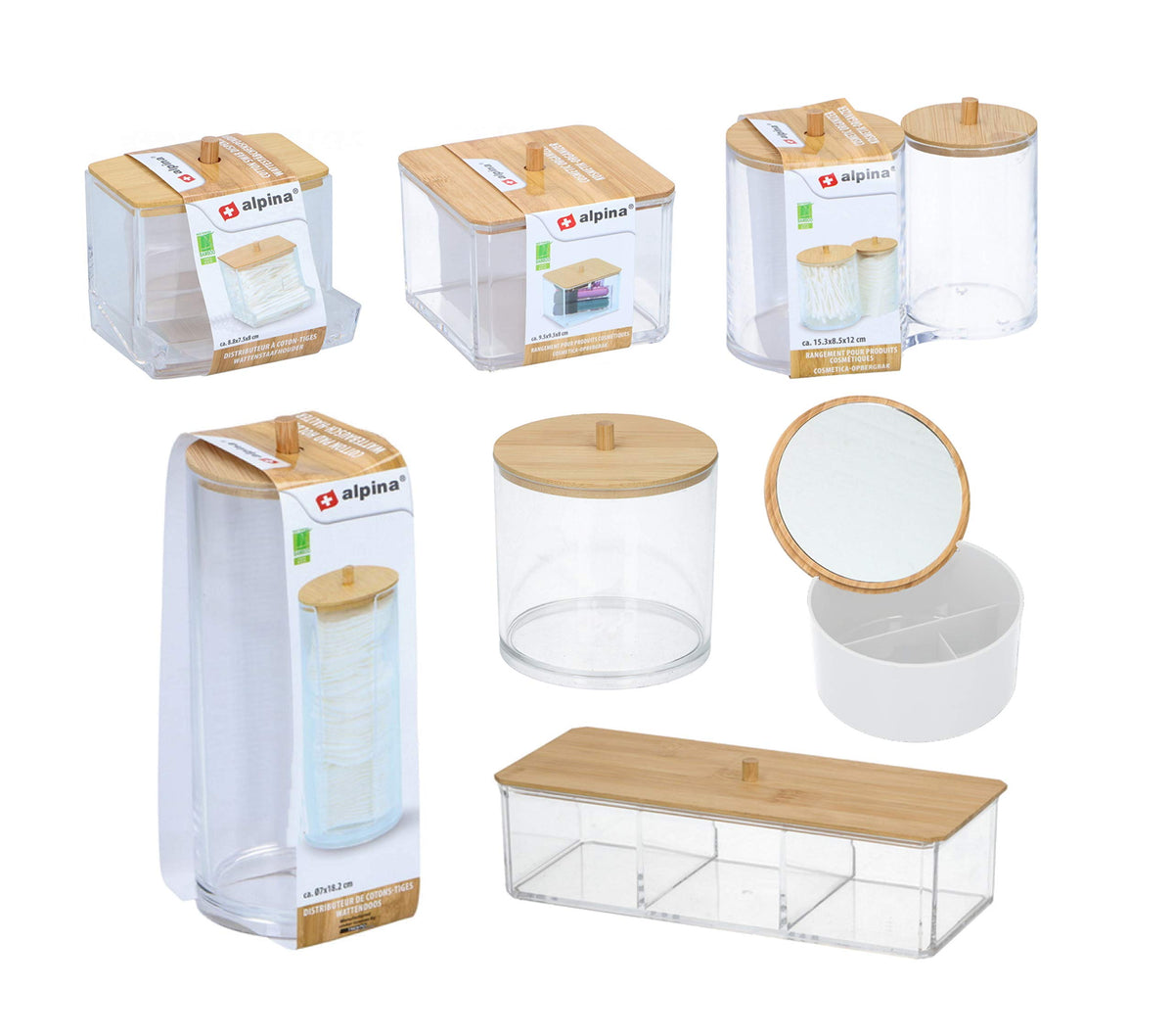 Organizzatore Cosmetici Acrilico Bambù 23x9x7cm Alpina