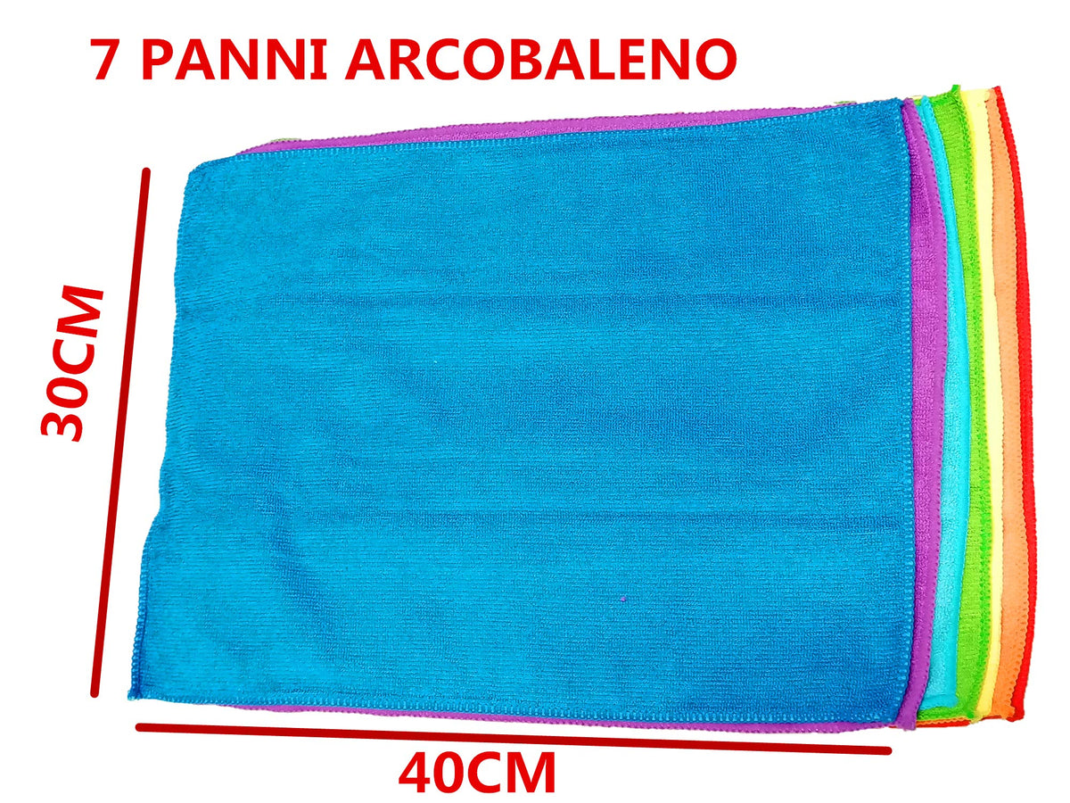Keyclean Kitchen Dish Towels 7 Multipurpose Microfiber Cloths 30x40cm - 7 Pieces of Multicolored Rainbow Dish Towels for Complete Cleaning of Your Home