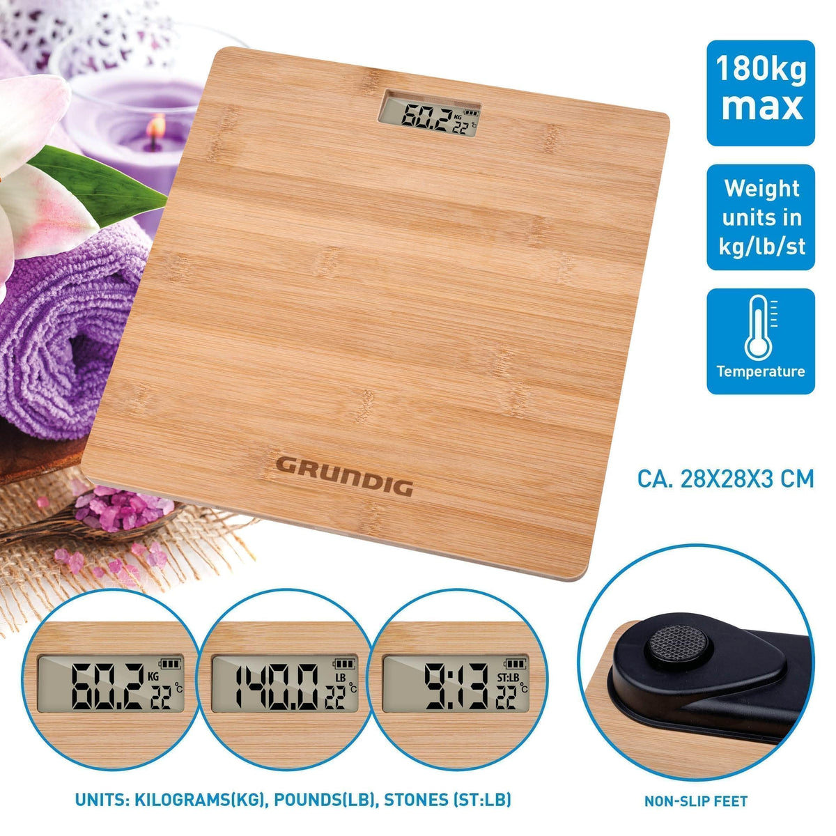Bilancia Digitale Grundig Pesapersone 180kg Precisione