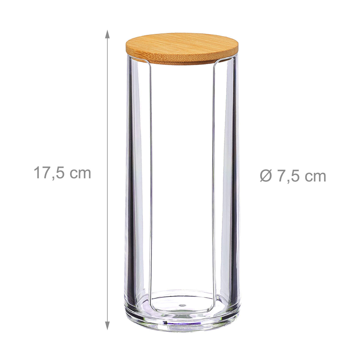 Relaxdays Set of 2 Cotton Pad Dispensers, Acrylic, Cylindrical, with Lid, Bathroom, 20 x 7 cm, Various Colours