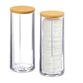 Relaxdays Set of 2 Cotton Pad Dispensers, Acrylic, Cylindrical, with Lid, Bathroom, 20 x 7 cm, Various Colours