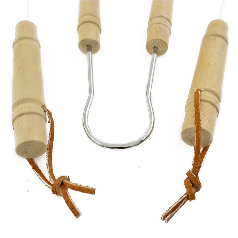 Set Utensili BBQ 3 Pezzi - Spatola Forchetta Pinze Legno