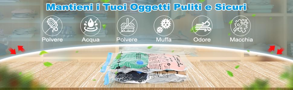 Sacchetti Sottovuoto Salvaspazio Set 2 Pezzi XXL+L con Pompa Manuale