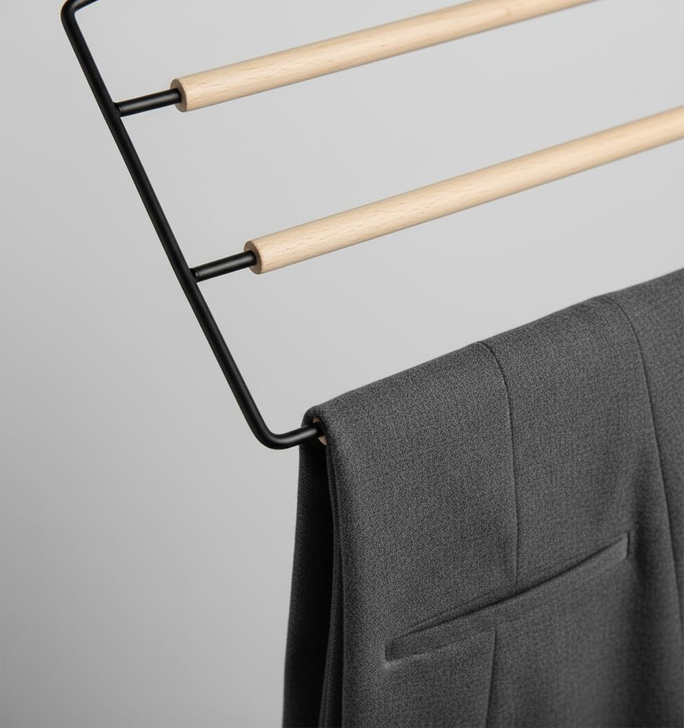 Gruccia Portapantaloni 3 Livelli 36cm Metallo Legno Armadio