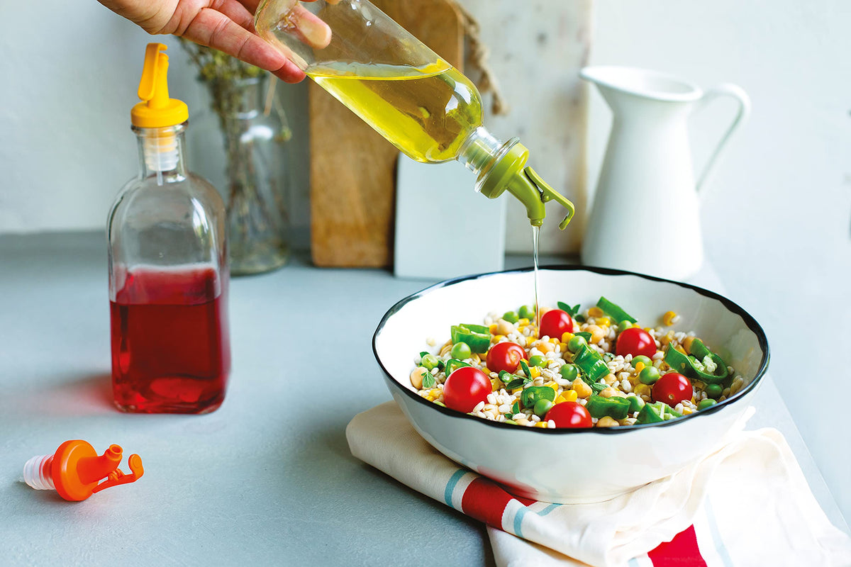 Bouchon anti-goutte pour huile et vinaigre - Ensemble multicolore de 2 pièces