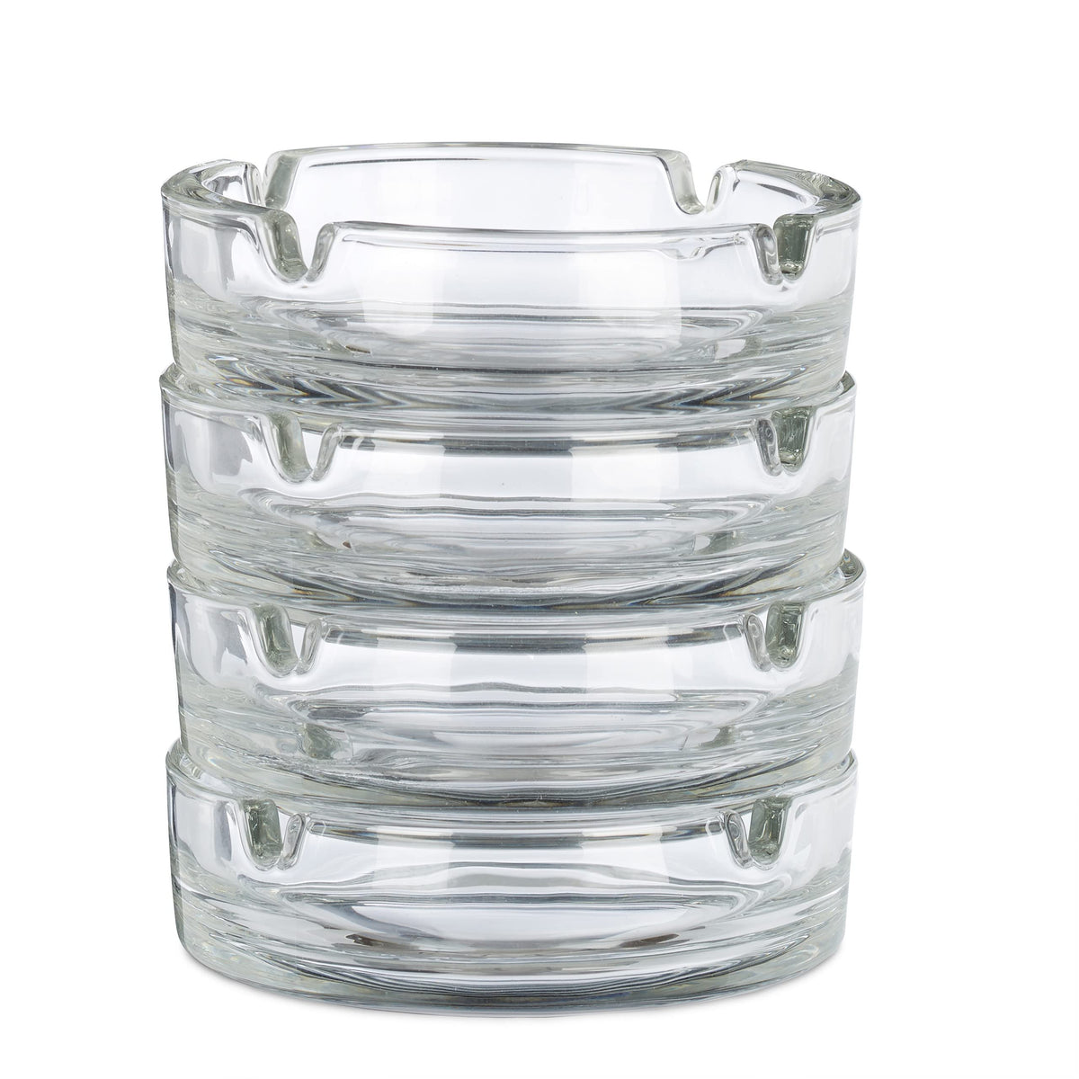 Ensemble de 4 cendriers en verre Relaxdays, porte-cendriers pour la maison et le bar, porte-cigarettes, H x D : 3,5 x 11 cm, transparent