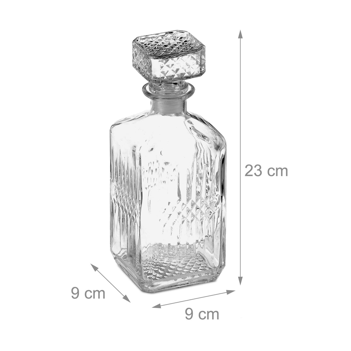 Decanter Whisky Vetro 900ml Tappo Ermetico Diamantato