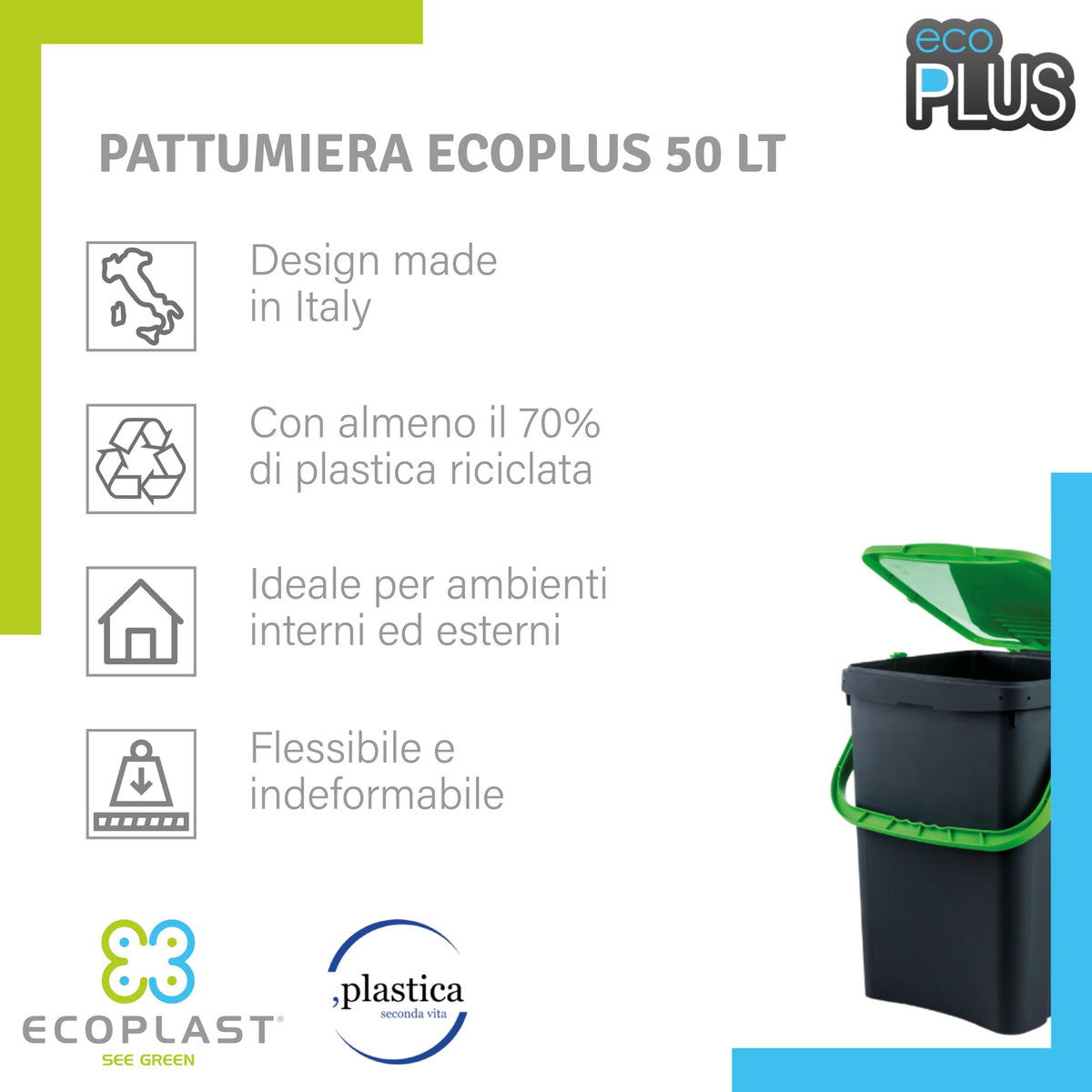 Pattumiera Raccolta Differenziata 50L Ecoplast