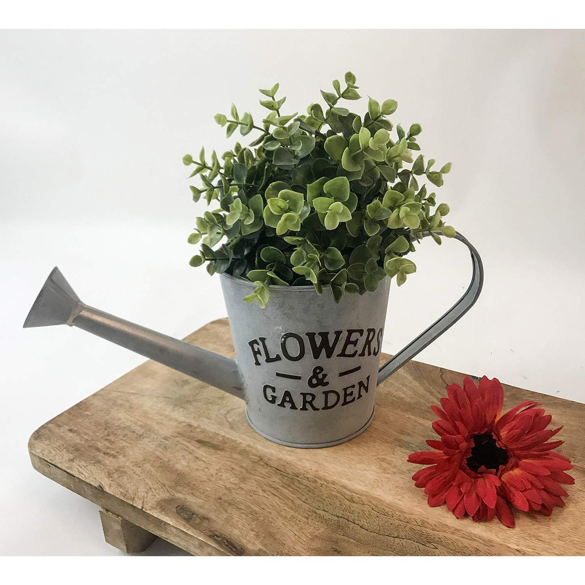 Arrosoir décoratif vintage Fleurs et Jardin 37 x 15 cm - Métal gris