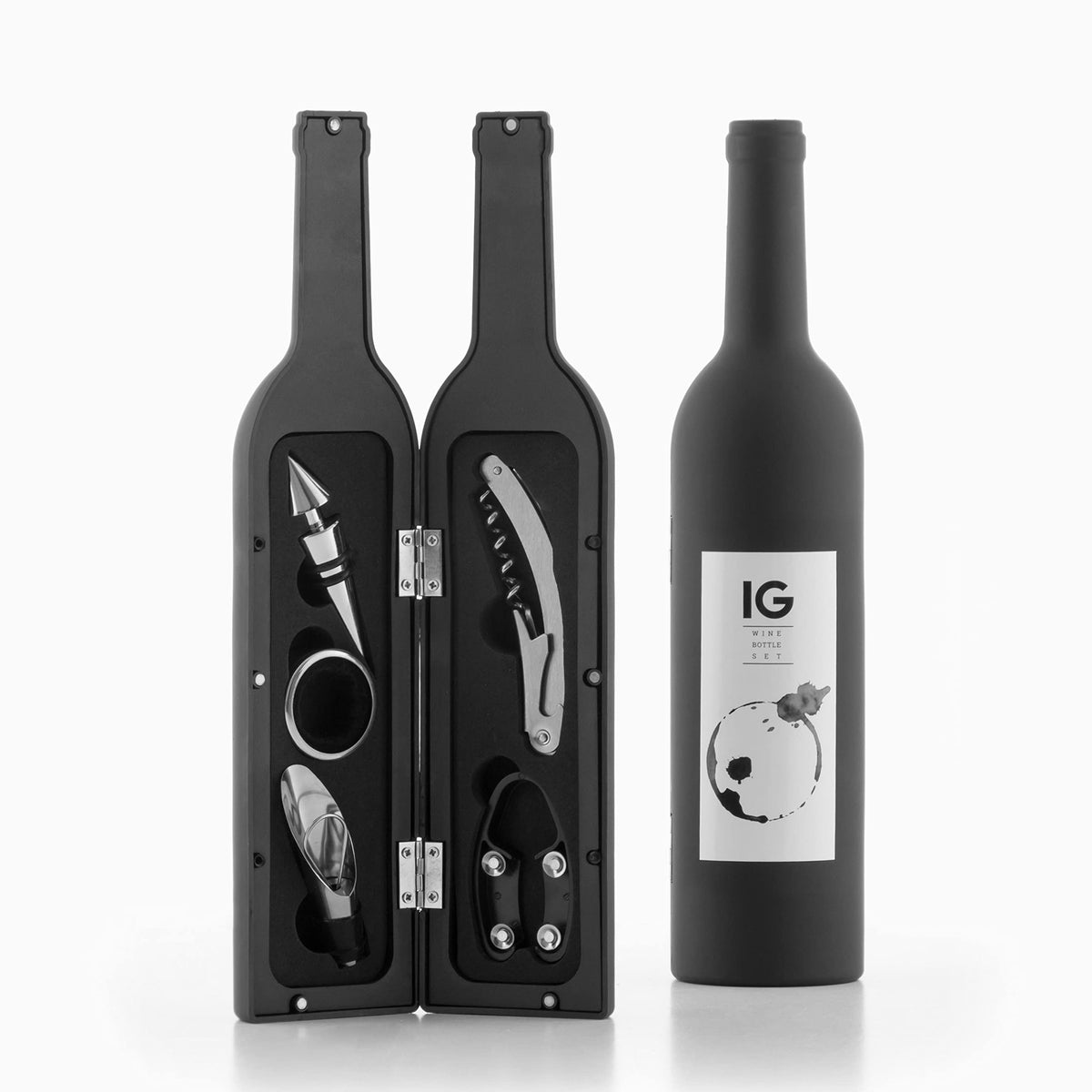 Set Accessori Vino 5 Pezzi Astuccio Bottiglia Magnetico