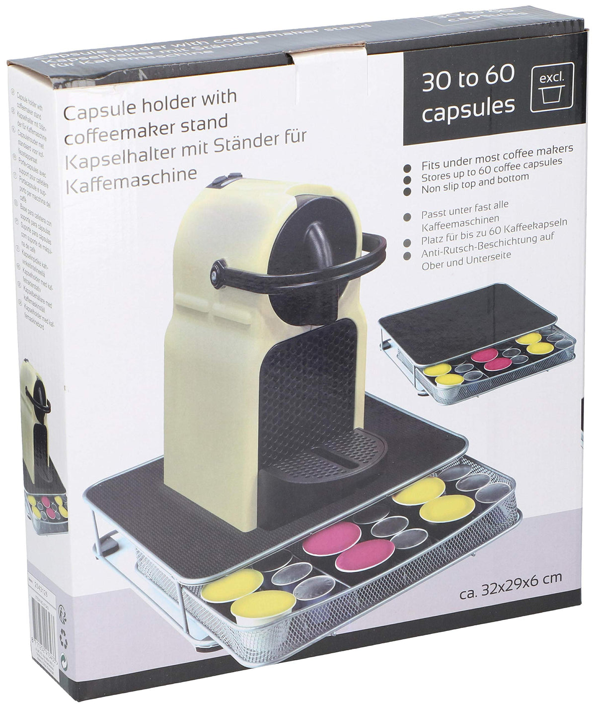 Metal Coffee Pod Holder Drawer Container 30-60 Places with Coffee Machine Rest