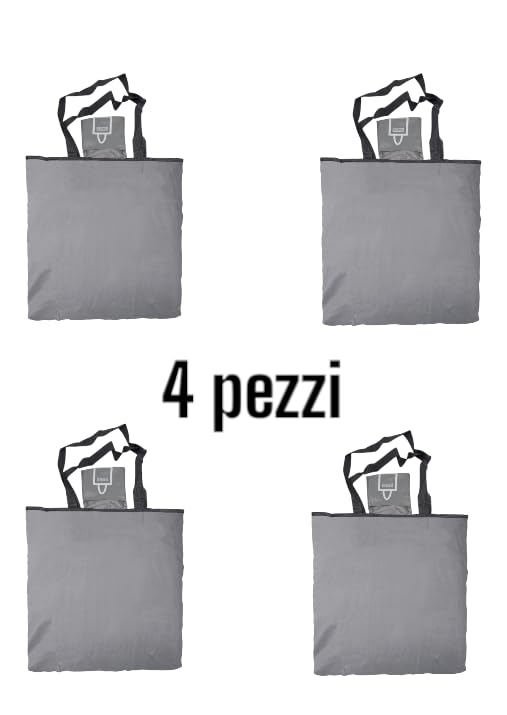 FERCASASHOP 4 Pieces Multipurpose Foldable Bag, Polyester, 4 Colors, Washable, Reusable, for Supermarket, Travel, Camping