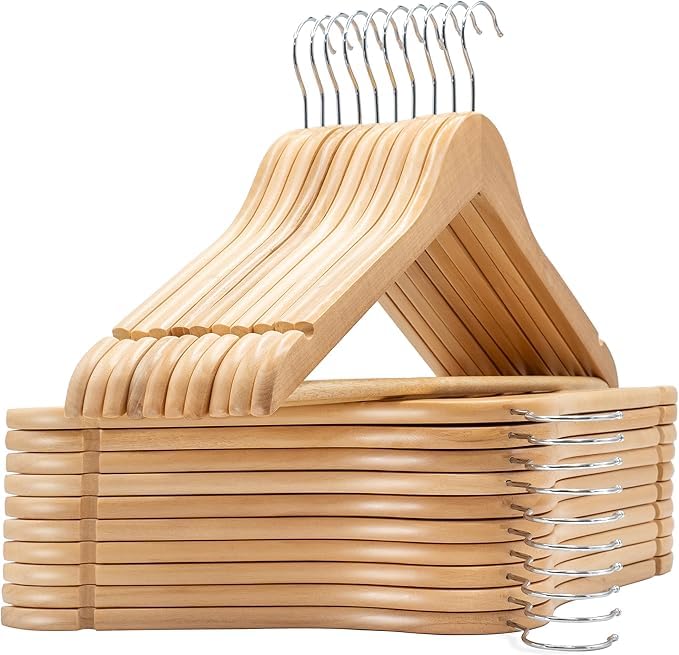 Grucce Legno Set 15 Pz 42cm Gancio 360° Barra Antiscivolo