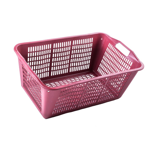 Ecoplast | Large 58cm Recycled Multipurpose Basket with Handles in Assorted Colors (Blue, Green, and Burgundy), Made in Italy