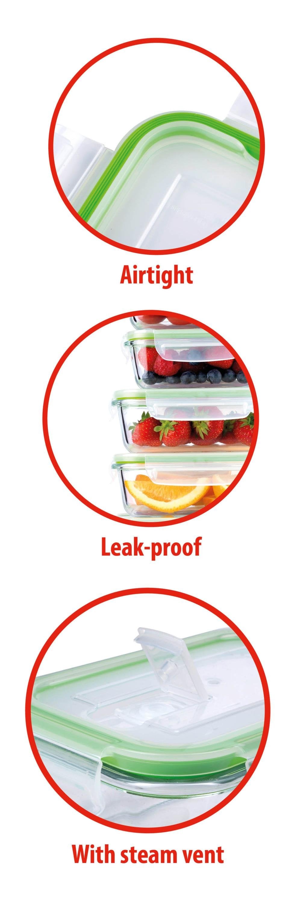 Set 4 Contenitori Vetro Borosilicato 370-1520ml Ermetico