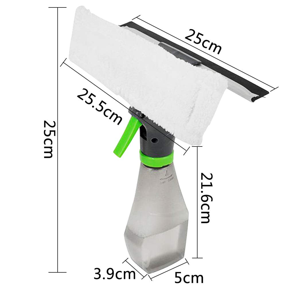 Nettoyant vitres 3 en 1 multi-usages avec pulvérisateur intégré et chiffon en microfibre pour le nettoyage des vitres et fenêtres, env. 26,5 x 25,5 cm (blanc)
