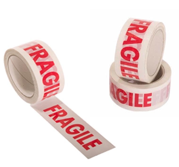 Nastro Adesivo FRAGILE 50mm x 66m Bianco/Rosso BOPP 28µ