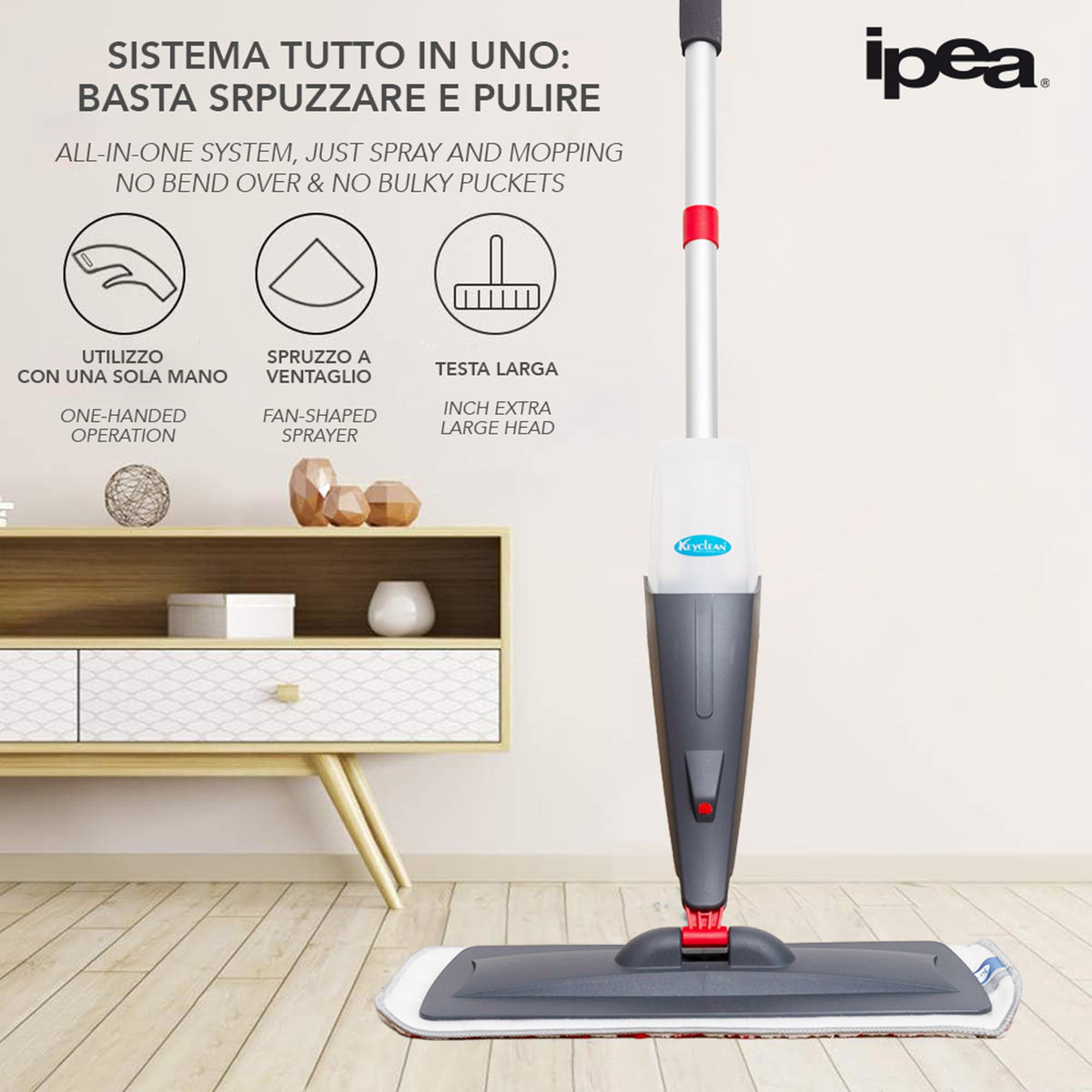 Scopa Lavapavimenti Spray Microfibra 130cm Alluminio