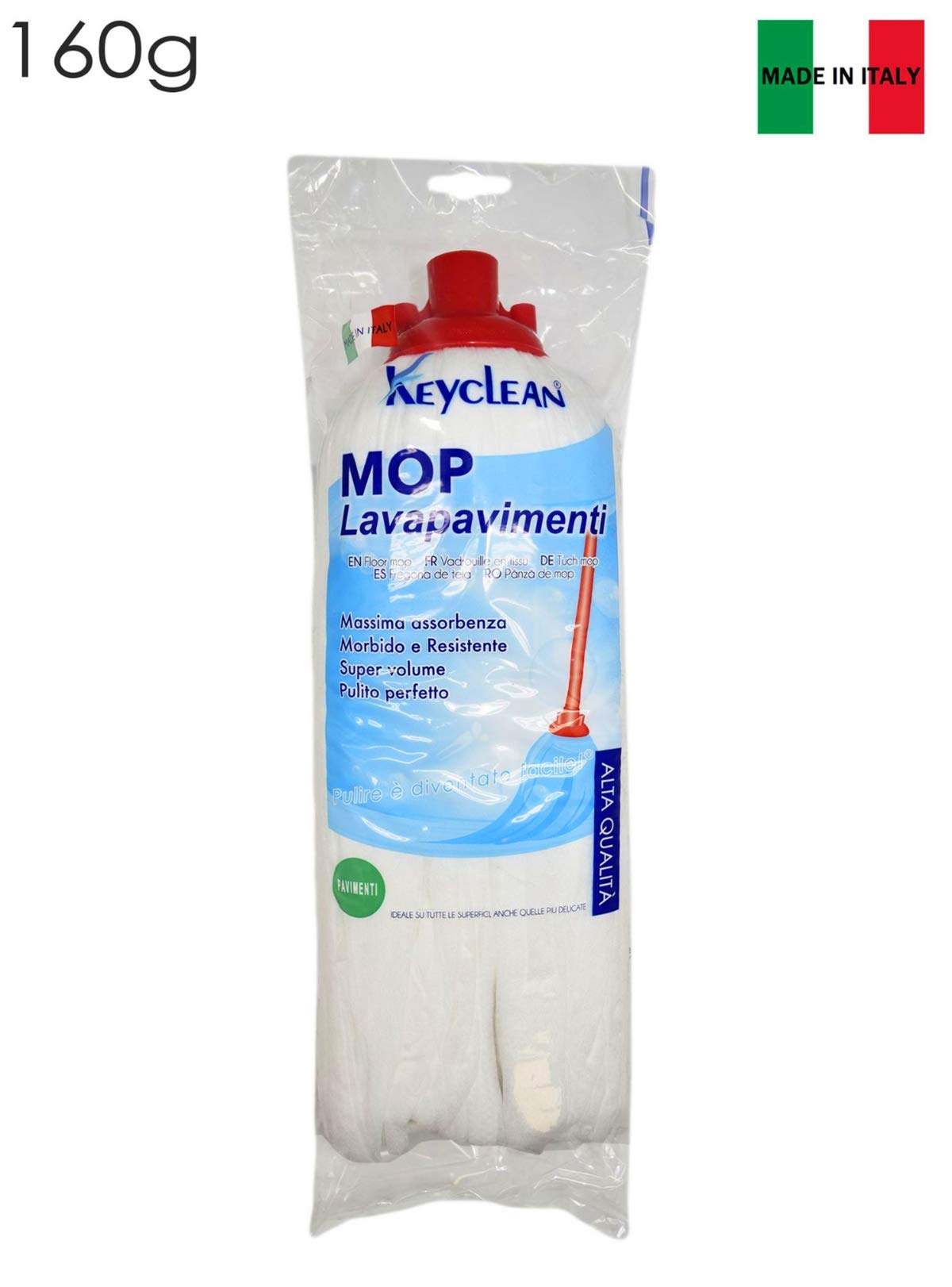 Keyclean Mop White Floor Cleaner - Eco-Friendly Mop 160g Composition Viscose + Polyester Universal Attachment
