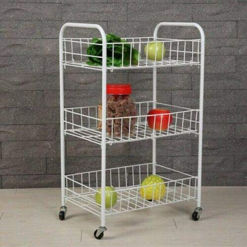 Carrello 3 Ripiani con Ruote - Portafrutta 41x26x64cm