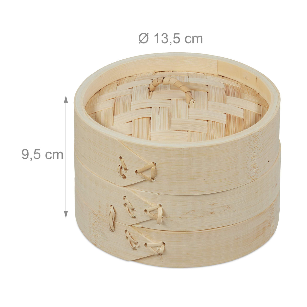 Cuiseur vapeur chinois en bambou avec 3 paniers, 13,5 cm - Cuisson vapeur traditionnelle