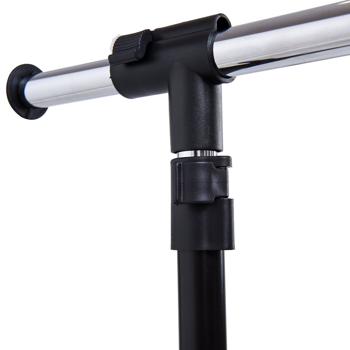 RELAX4LIFE Coat Rack with Wheels, Extendable Garment Rack with Shoe Rack, Adjustable Height and Width, Steel and Plastic Floor Coat Rack, Black