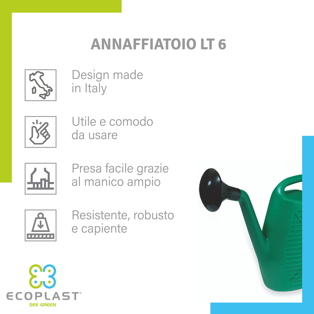 Annaffiatoio Ecoplast 10L con Doccetta Made in Italy