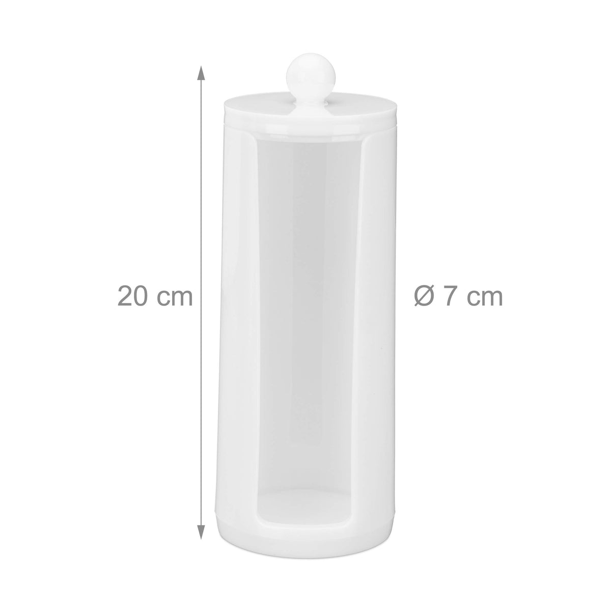 Relaxdays Set of 2 Cotton Pad Dispensers, Acrylic, Cylindrical, with Lid, Bathroom, 20 x 7 cm, Various Colours