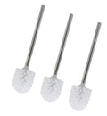 3 PCS. REPLACEMENT BRUSH BRUSH HOLDER FOR BATHROOM WC - WHITE - STAINLESS STEEL HANDLE WITH INTERCHANGEABLE HEAD