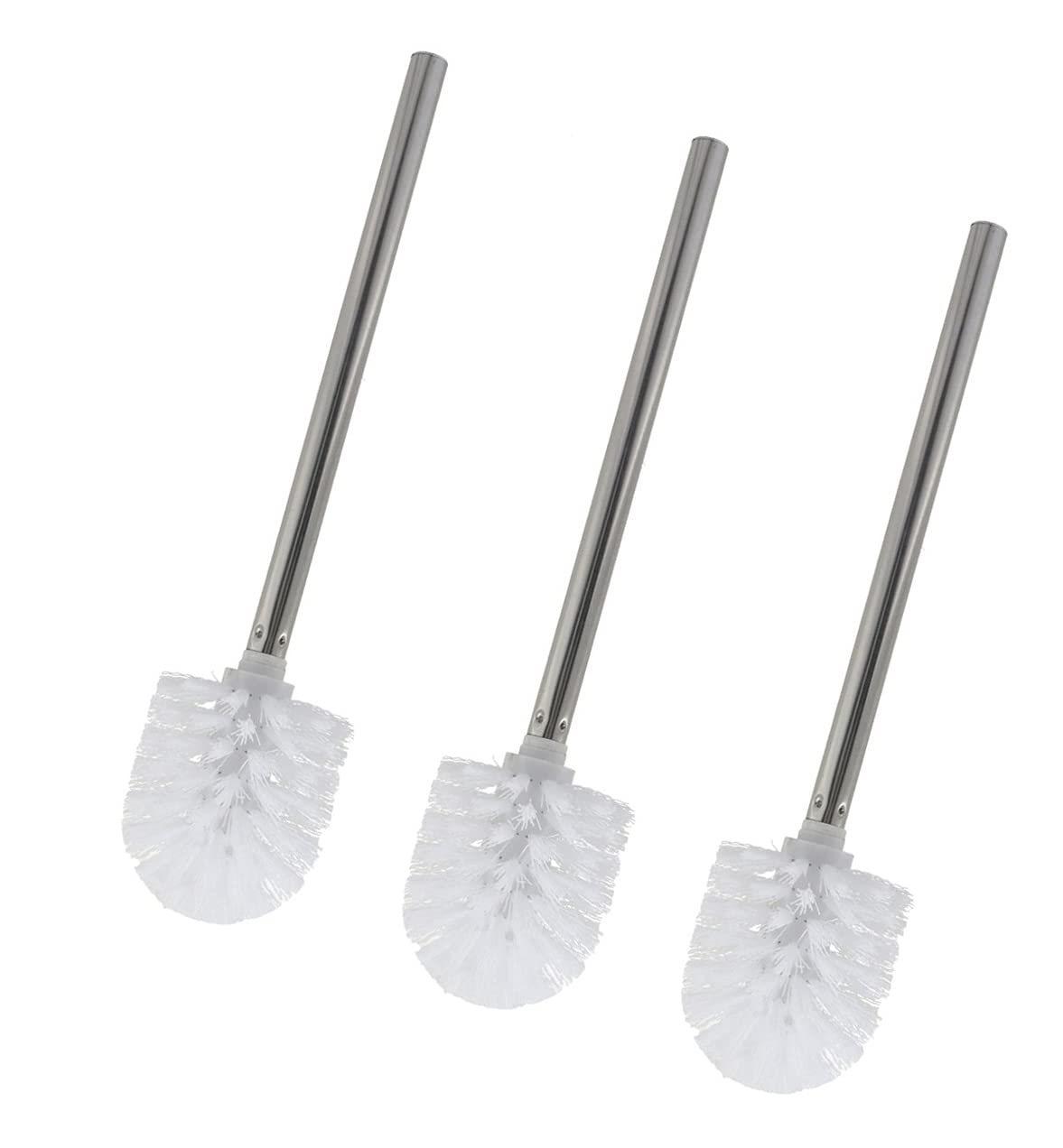 3 PCS. REPLACEMENT BRUSH BRUSH HOLDER FOR BATHROOM WC - WHITE - STAINLESS STEEL HANDLE WITH INTERCHANGEABLE HEAD
