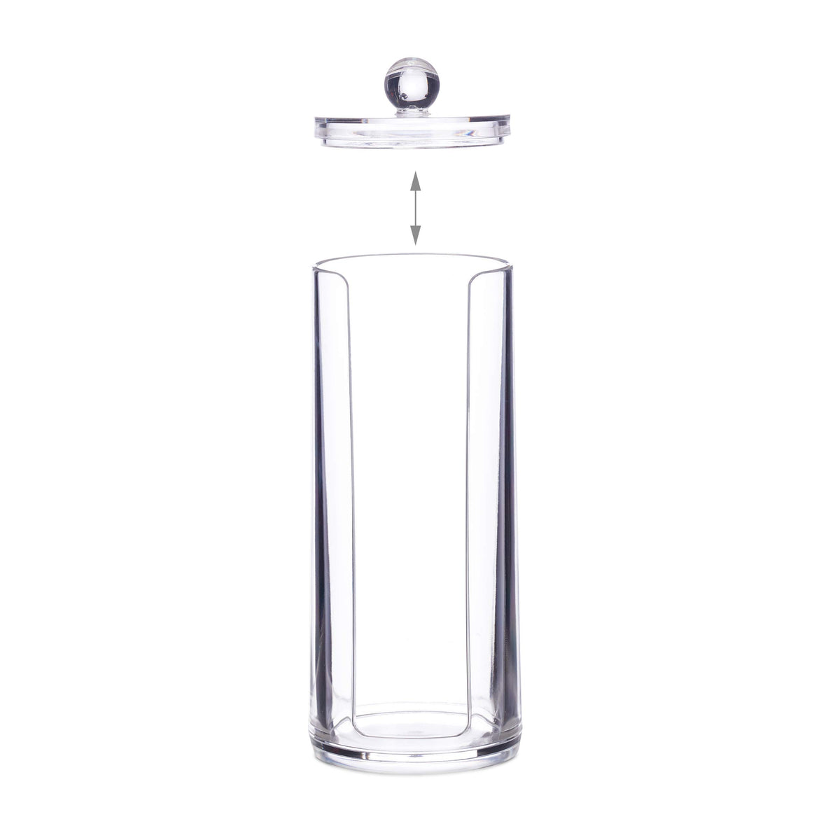 Relaxdays Set of 2 Cotton Pad Dispensers, Acrylic, Cylindrical, with Lid, Bathroom, 20 x 7 cm, Various Colours