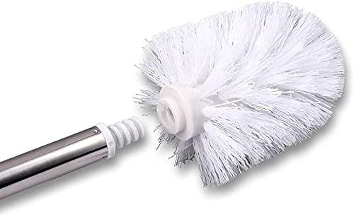 3 PCS. REPLACEMENT BRUSH BRUSH HOLDER FOR BATHROOM WC - WHITE - STAINLESS STEEL HANDLE WITH INTERCHANGEABLE HEAD