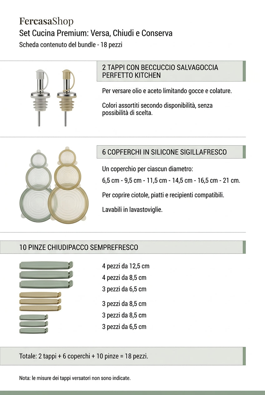 Kit Accessori Cucina Salva Freschezza