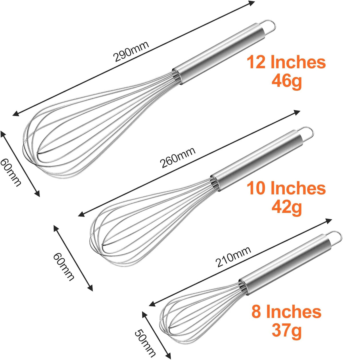 Set 3 Fruste Cucina Acciaio Inossidabile 20-25-30 cm