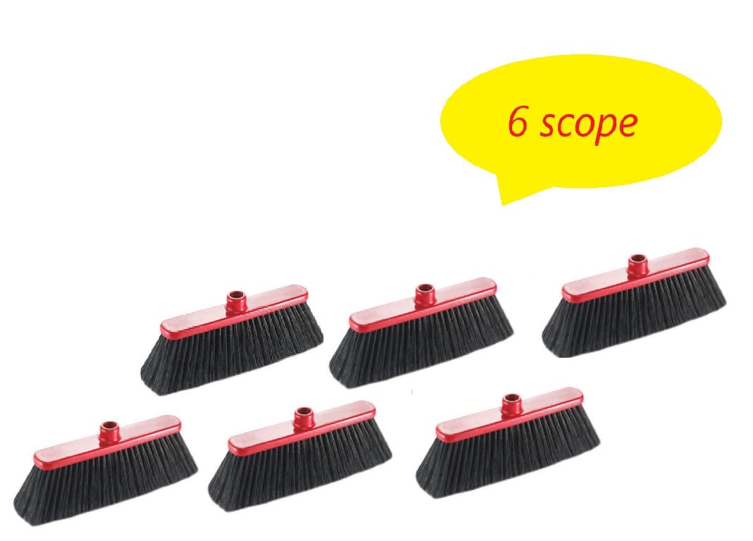 Balai d'intérieur à tête rouge - Nylon économique pour tous types de sols, idéal pour le carrelage, couleur rouge