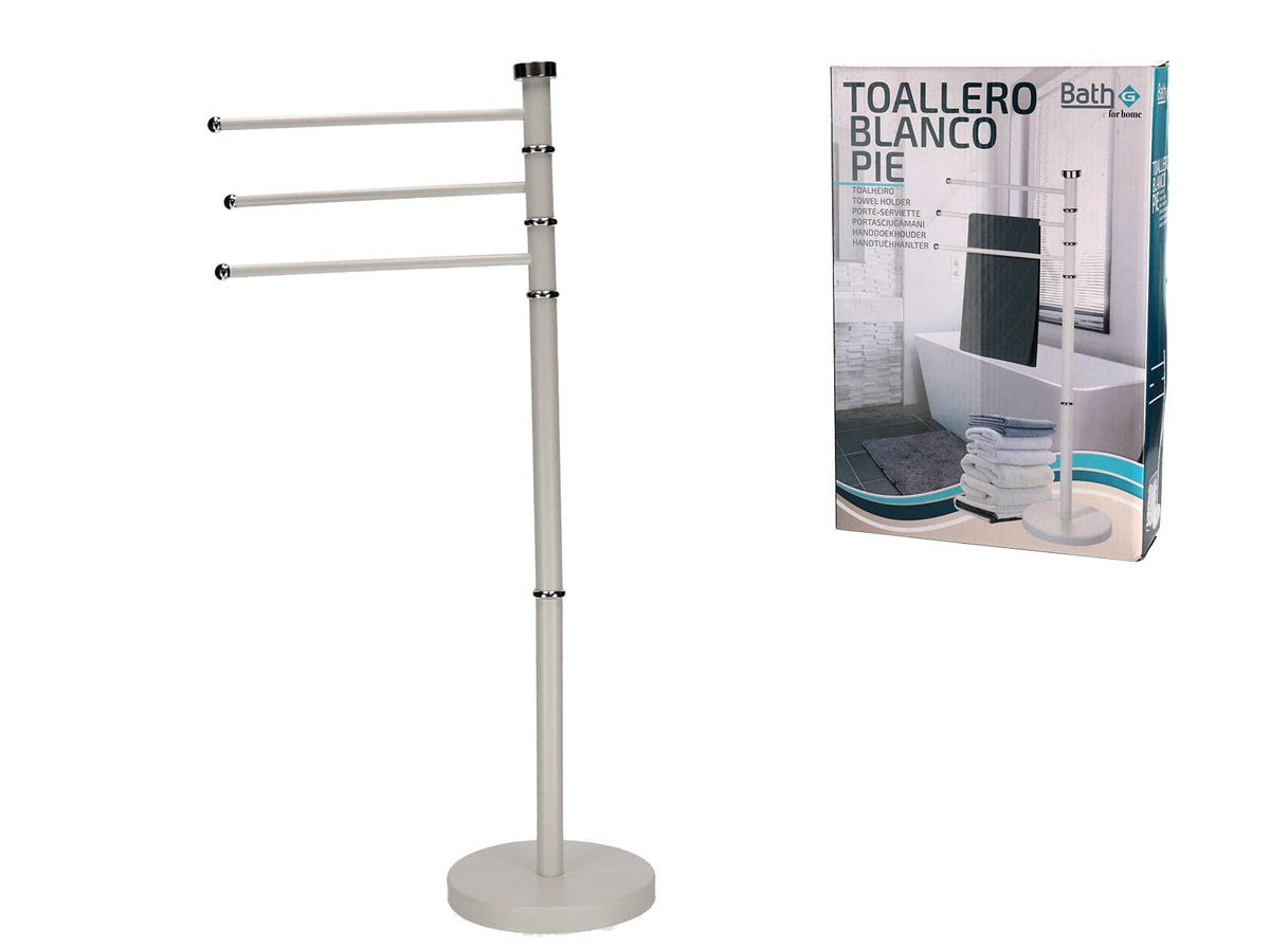 Gerimport 3-Arm Towel Rack with Towel Holder, 360° Swivel, 70 x 30 x 20 cm, White