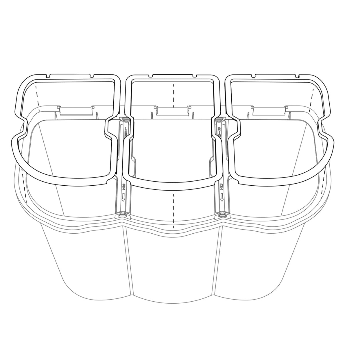 Pattumiera 3 Scomparti 80L Raccolta Differenziata Cucina