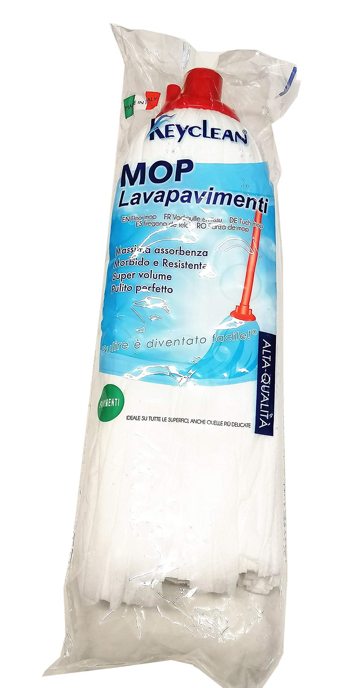 Keyclean Mop White Floor Cleaner - Eco-Friendly Mop 160g Composition Viscose + Polyester Universal Attachment
