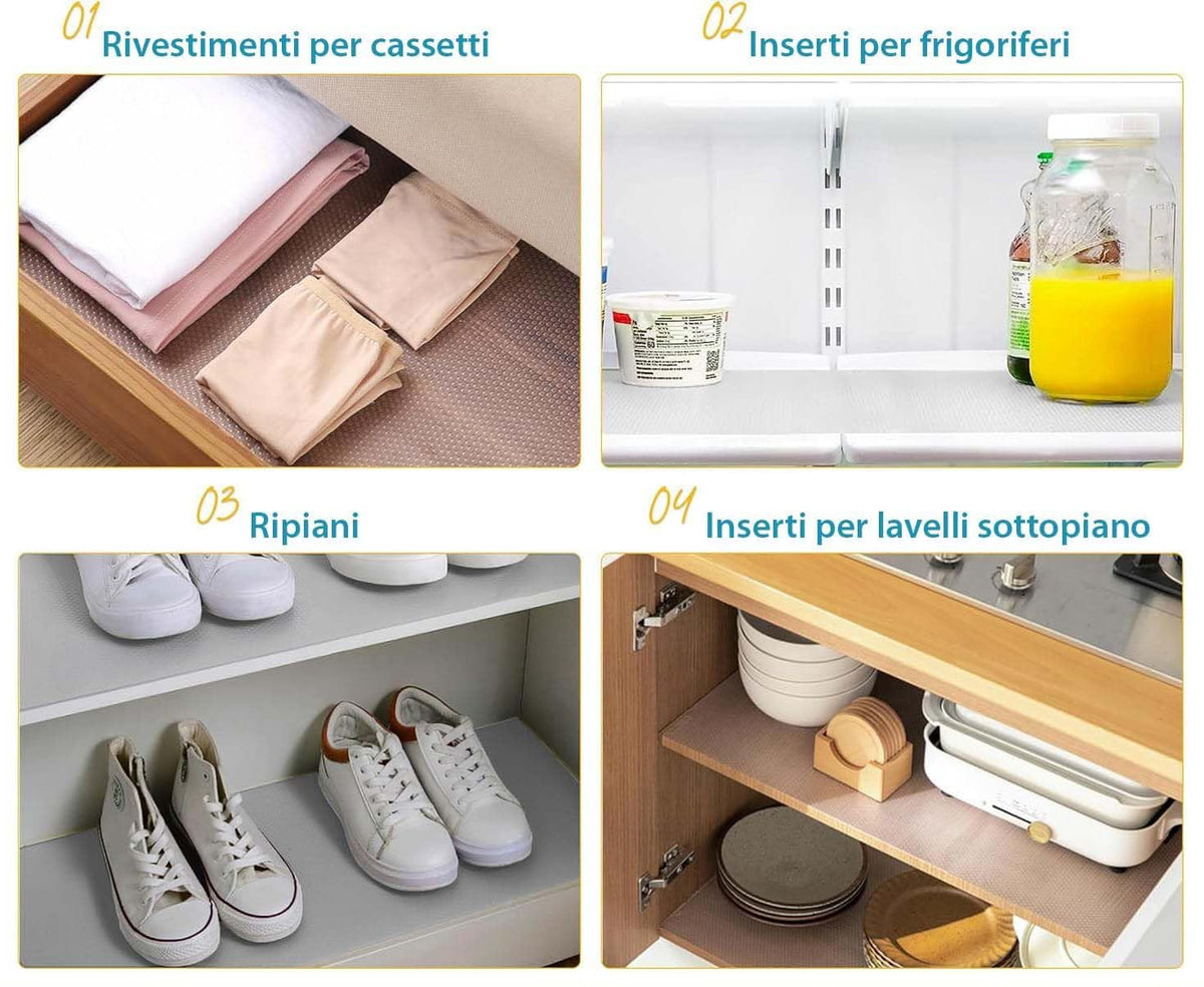 Set 2 Tappetini Antiscivolo Cassetti 50x150cm Trasparenti