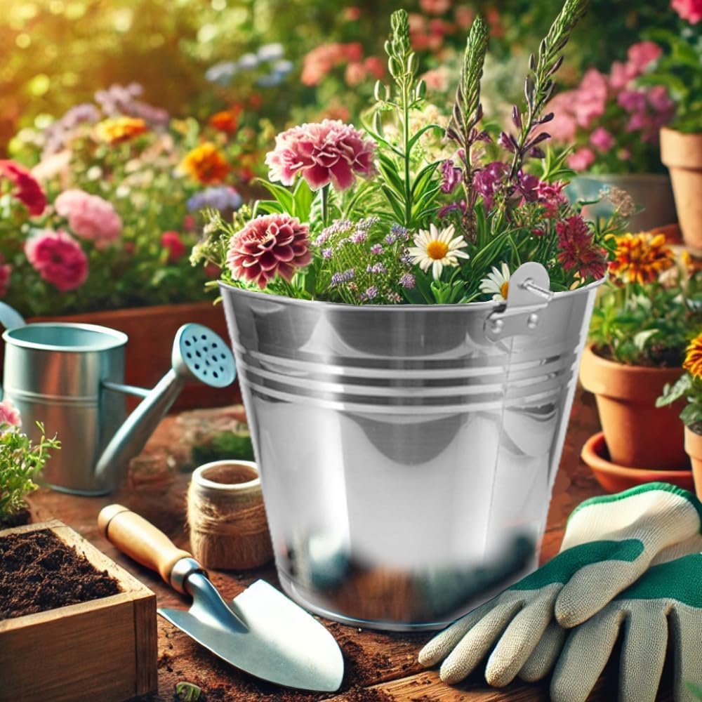 Secchio Acciaio Inox 10L Ø28cm Cucina Giardino