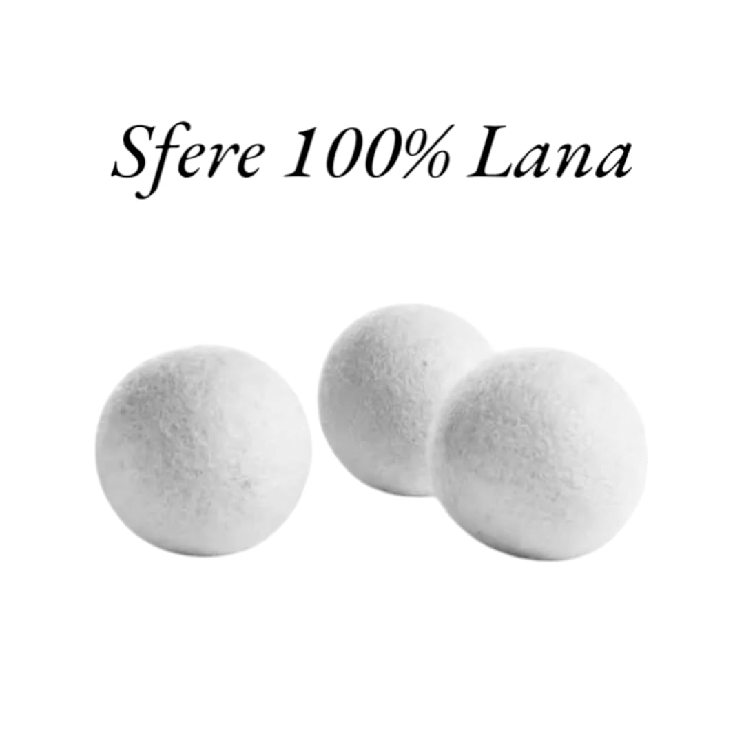 Sfere Asciugatrice Lana Naturale Set 3 Pezzi Ø70mm + Profumatore - 100% Nuova Zelanda