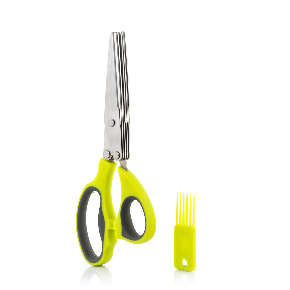 InnovaGoods - 5-in-1 Multi-Cut Kitchen Scissors, Saves Time and Effort, Clean and Precise Cuts, Multi-Purpose, Easy to Clean, Ergonomic, Lightweight and Compact, Yellow, Stainless Steel