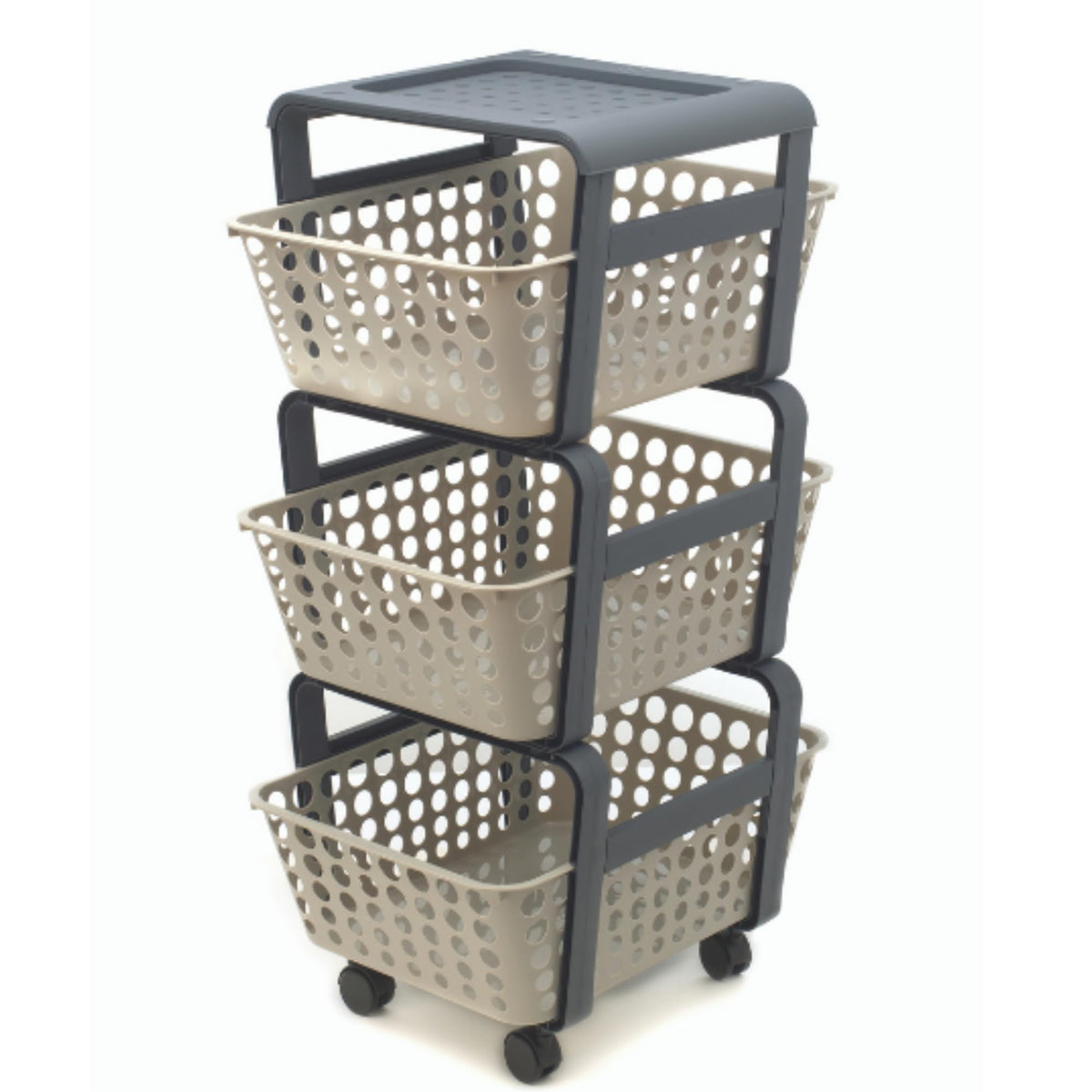 Carrello Modula 3 Ripiani Ruote - Plastica Riciclata
