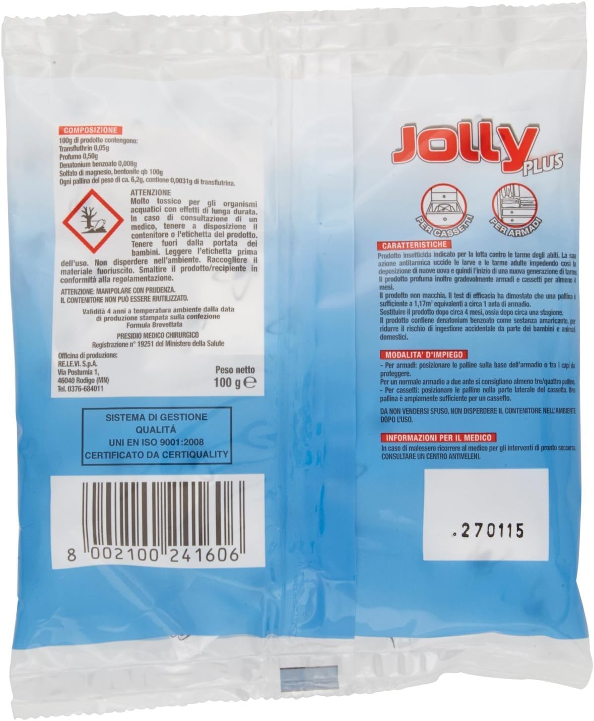 Antitarme Jolly Plus 16 Bustine 100g Profumato
