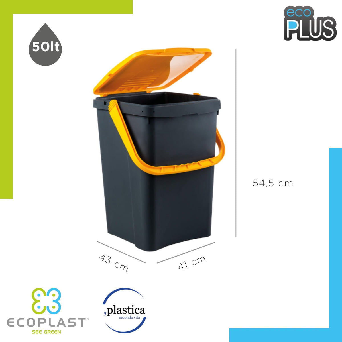 Pattumiera Raccolta Differenziata 50L Ecoplast