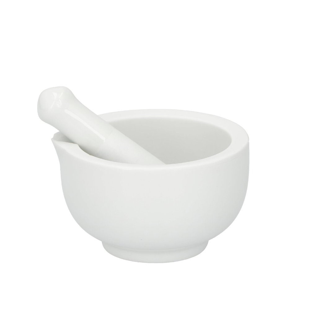 Alpina - Mortar and Pestle Grinder, White Porcelain, 8.5 cm