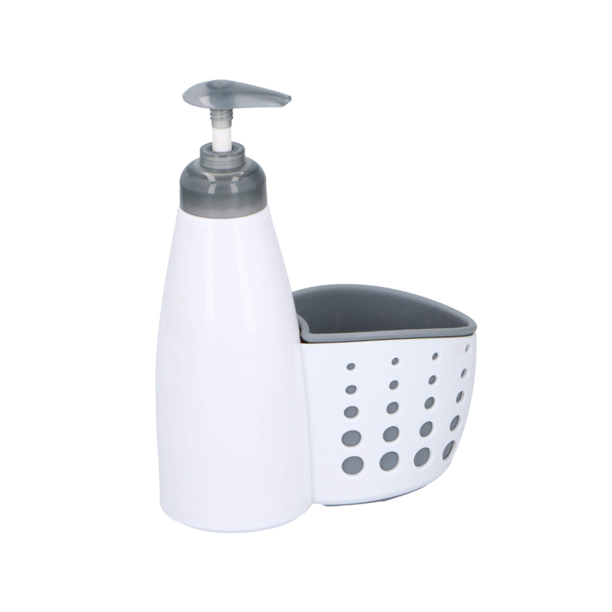 Alpina White Dispenser for Detergent or Liquid Soap with Holder for Utensils, for Kitchen or Bathroom