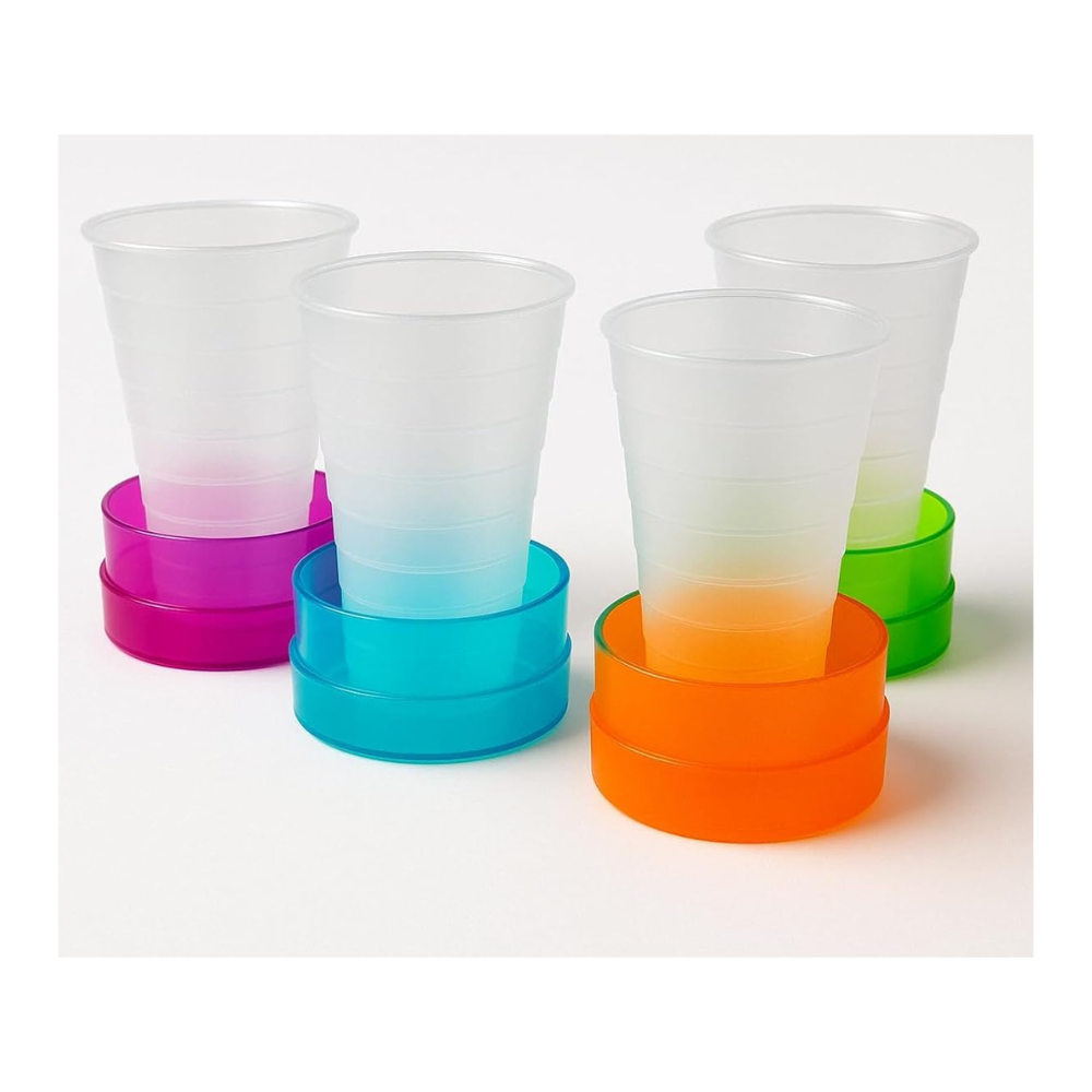 4 PZ Bicchiere Pieghevole, 115 ml, Plastica, Colori Assortiti