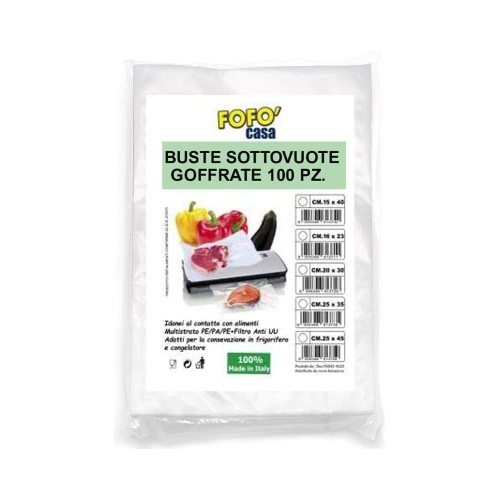Kit 400 Buste Sottovuoto Goffrate 4 Misure Professionali
